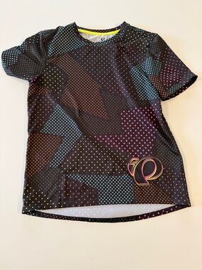 Pearl Izumi boys Black Geometric Dot-Print Short Sleeve Shirt size large